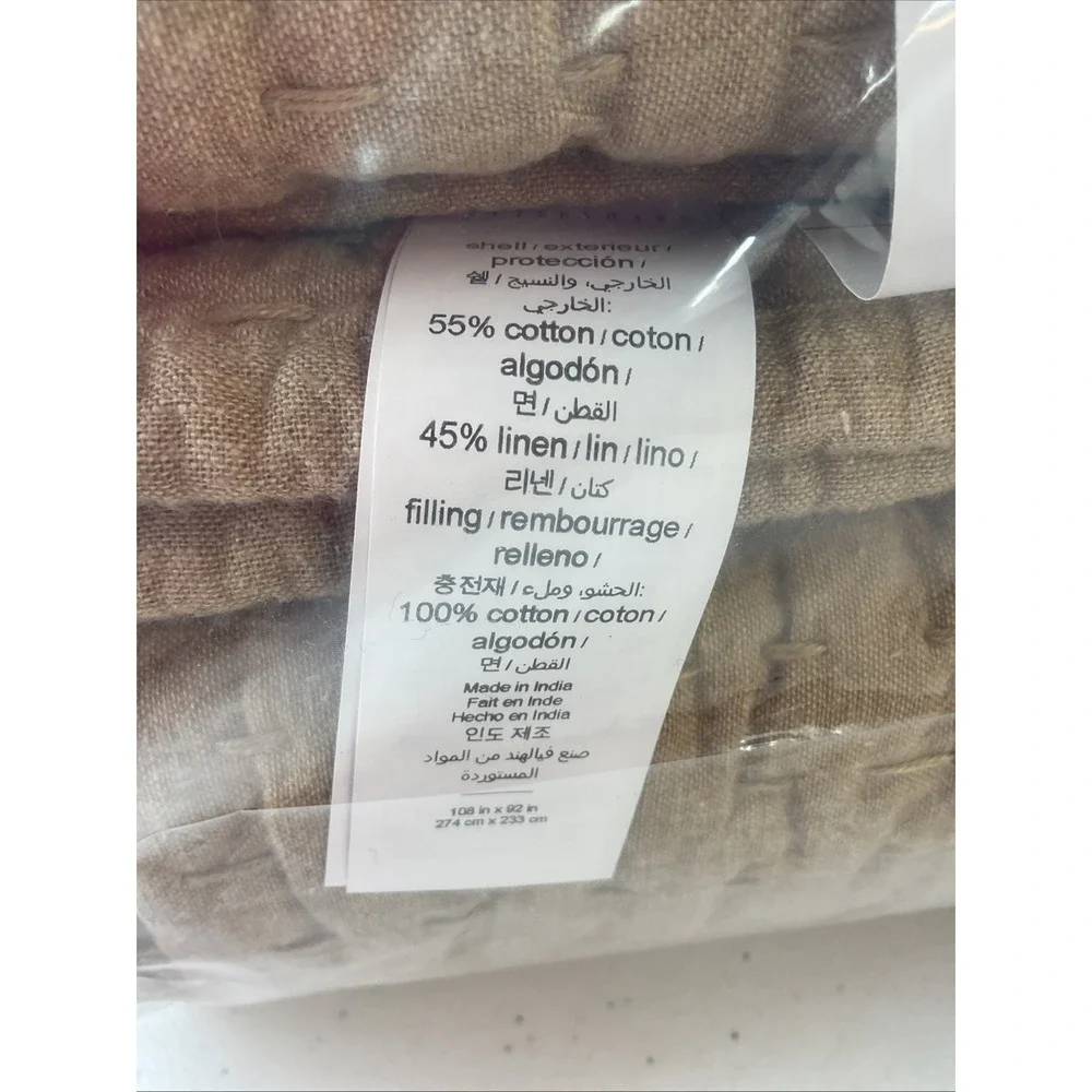 NEW Pottery Barn Pick-Stitch Handcrafted King/Cal K Quilt, 1 Shams Bronze